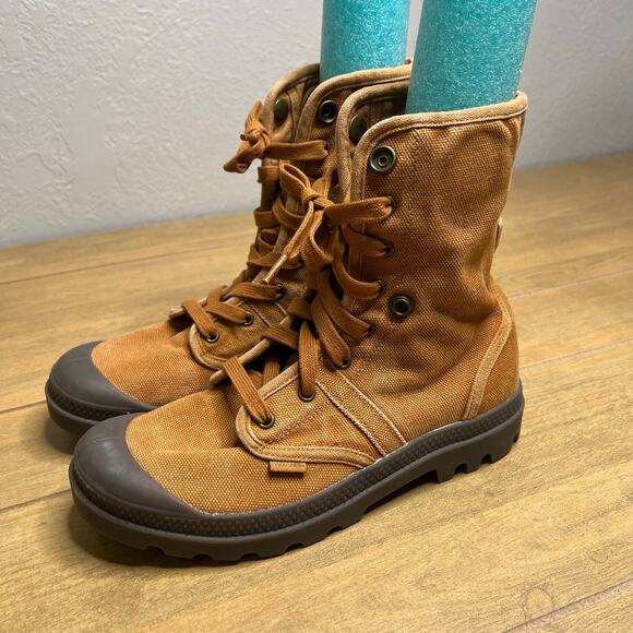 Palladium Pampa Hi Canvas Boots Brown Lace Up Military Tactical Men’s Size 7.5 main image 13